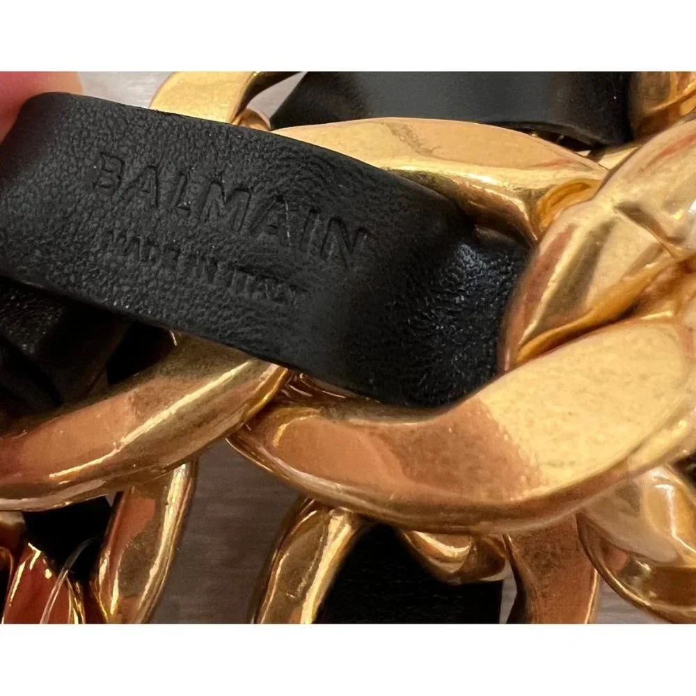 BALMAIN  B-Pilot Leather and  Chain Belt